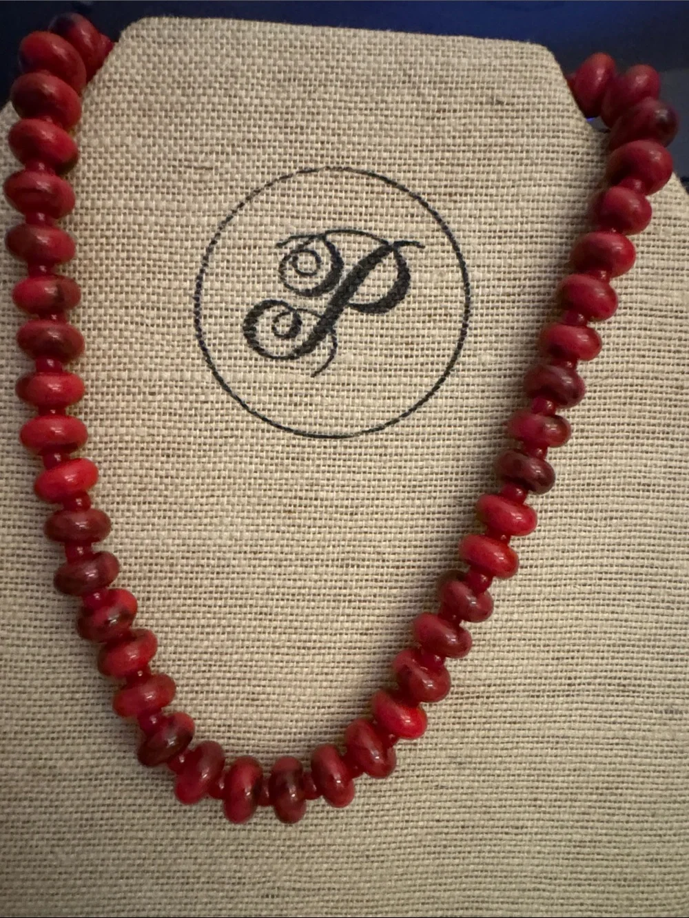 bloom Ruby Red Beaded Necklace with Polished Disc Beads Women’s Fashion Jewelry
